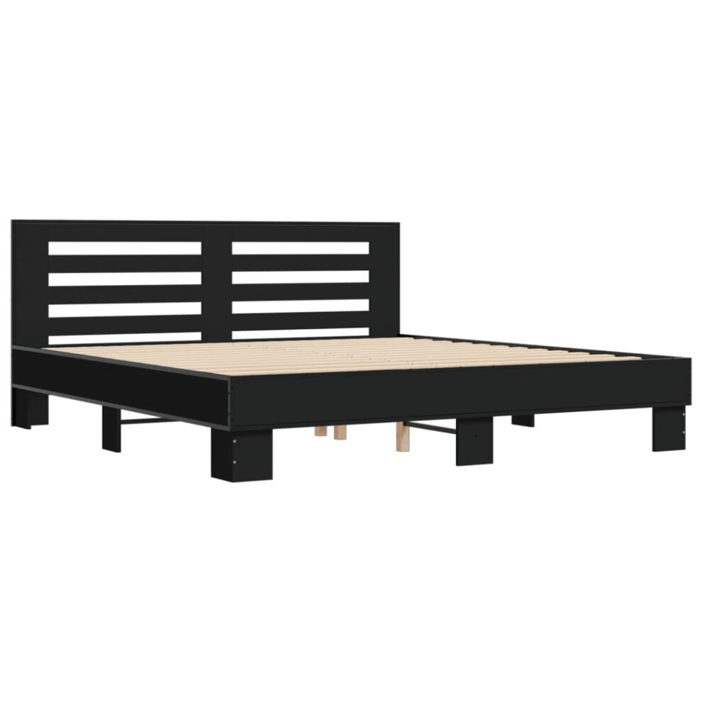 (black, 200 x 200 cm) vidaXL Bed Frame Home Bed Base Sonoma Oak 90x200 cm Engineered Wood and Metal