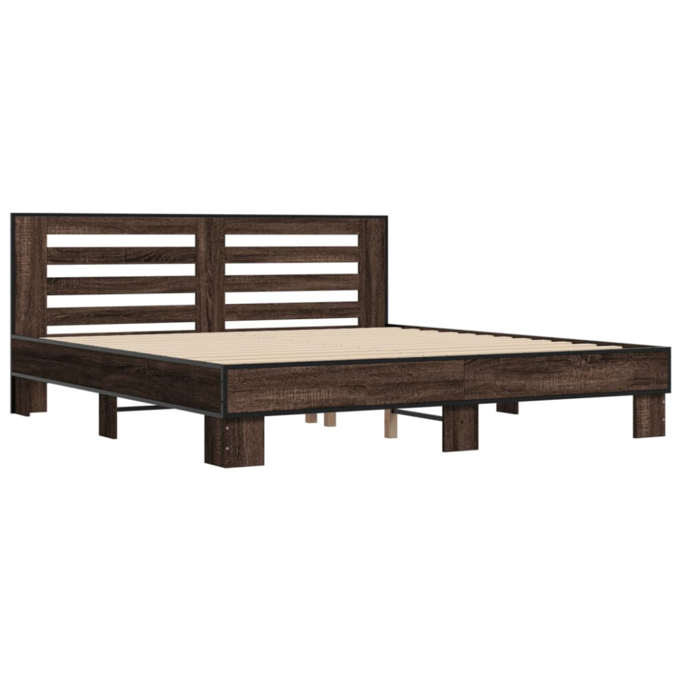 (brown oak, 200 x 200 cm) vidaXL Bed Frame Home Bed Base Sonoma Oak 90x200 cm Engineered Wood and Metal