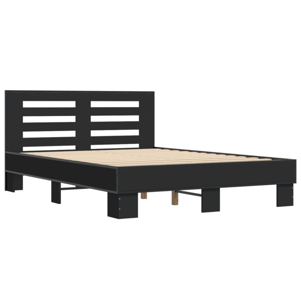 (black, 120 x 200 cm) vidaXL Bed Frame Home Bed Base Sonoma Oak 90x200 cm Engineered Wood and Metal