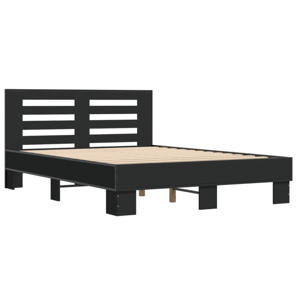 (black, 135 x 190 cm) vidaXL Bed Frame Home Bed Base Sonoma Oak 90x200 cm Engineered Wood and Metal