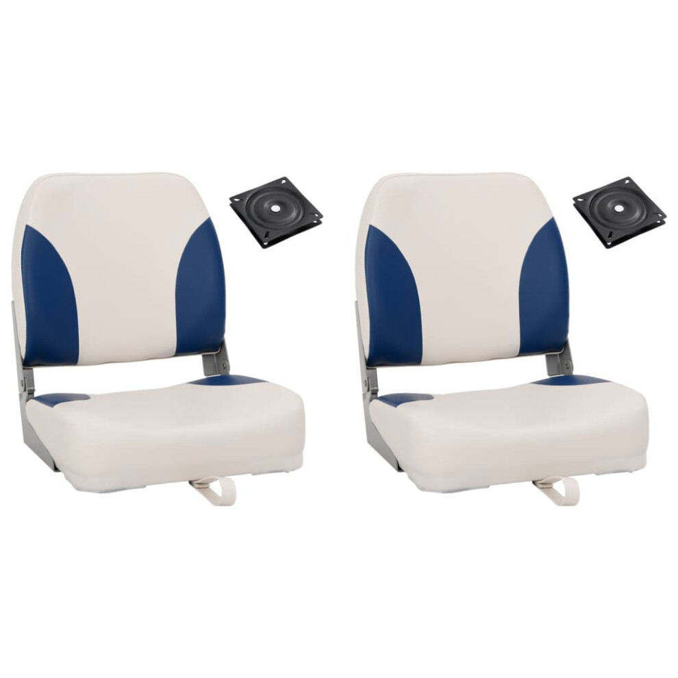 Vidaxl Foldable Boat Seat Set 4 Piece With Blue-White Pillow Kayak Canoe Seat