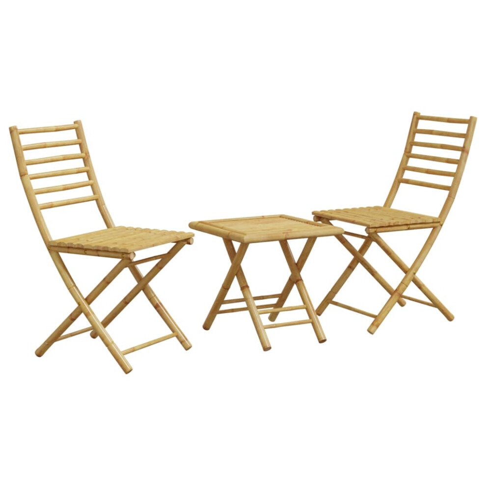 vidaXL Bistro Set 3 Piece Outdoor Bistro Set Garden Table and Chair Bamboo