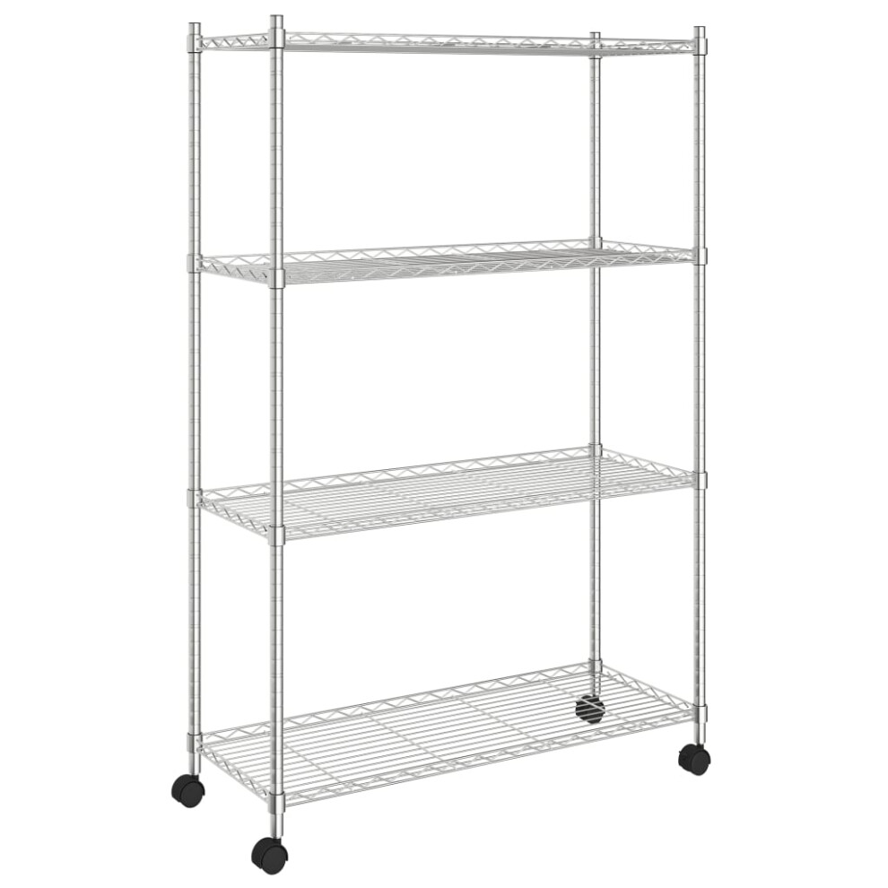 vidaXL 4-Tier Storage Shelf with Wheels Storage Shelving Unit Chrome 200 kg