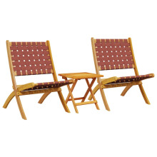 vidaXL Folding Garden Chairs 2 pcs with Table Dining Chair Red Solid Wood