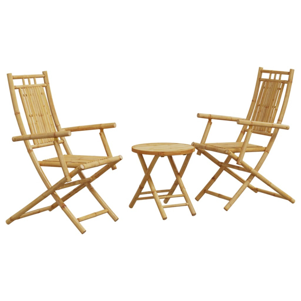 VidaXL Bistro Set 3 Piece Bamboo Brown - Image 2