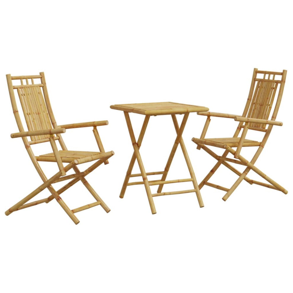 vidaXL Bistro Set 3 Piece Outdoor Bistro Set Garden Table and Chair Bamboo