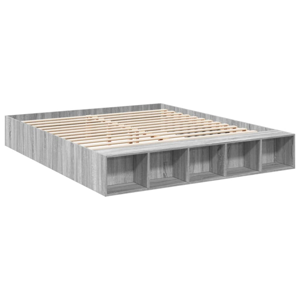 vidaXL Bed Frame Bed Base Grey Sonoma 180x200 cm Super King Engineered Wood