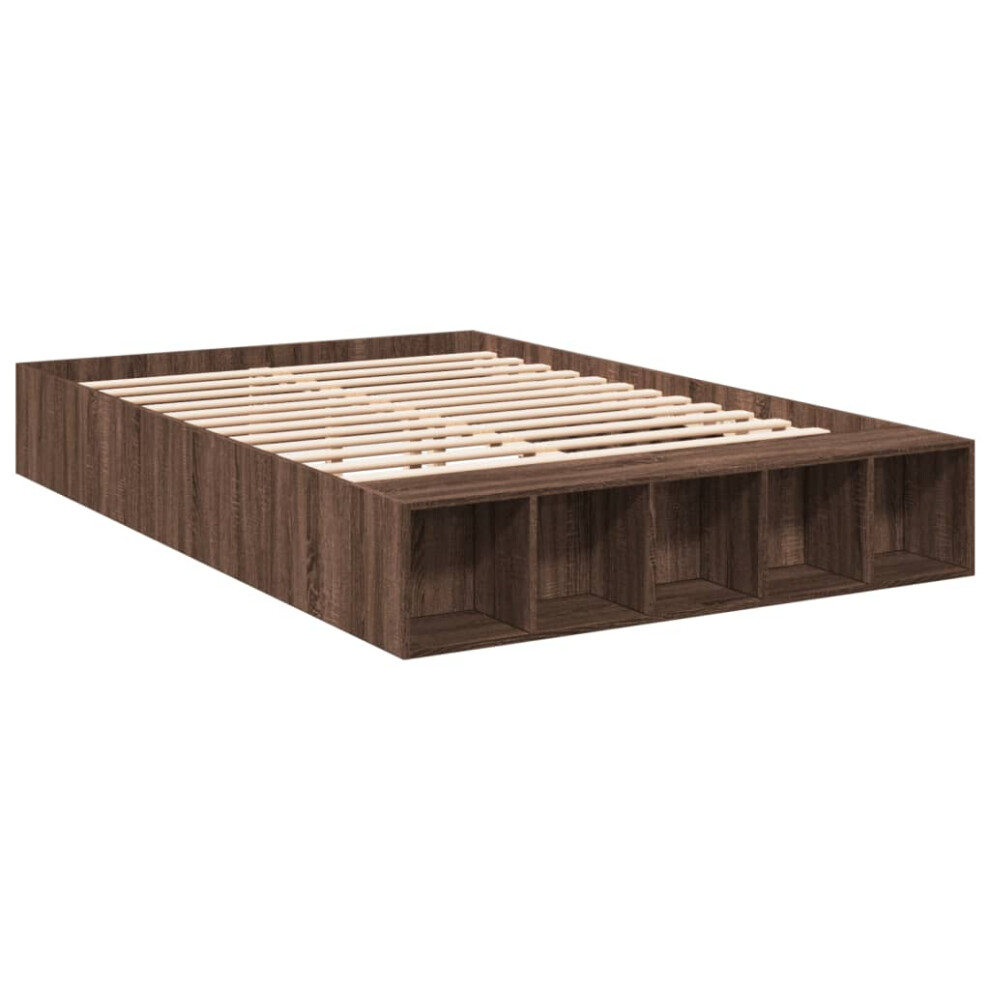 vidaXL Bed Frame Home Bed Base Brown Oak 150x200 cm King Size Engineered Wood