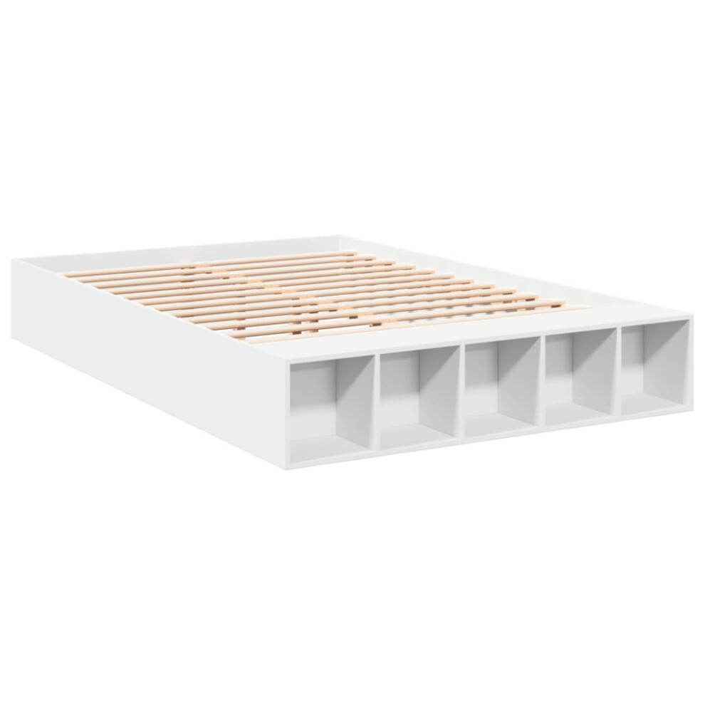 vidaXL Bed Frame Bed Base Mattress Foundation White 160x200 cm Engineered Wood