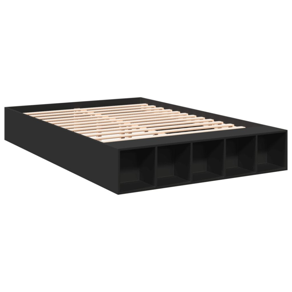 vidaXL Bed Frame Bed Base Mattress Foundation Black 140x200 cm Engineered Wood