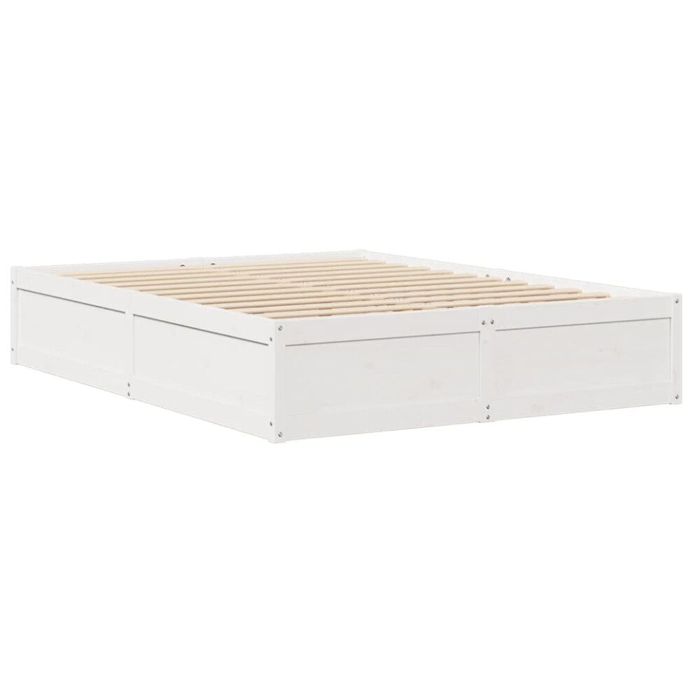 (White, 150 x 200 cm) vidaXL Bed Frame Home Bed Base Bedstead Wax Brown 100x200 cm Solid Wood Pine