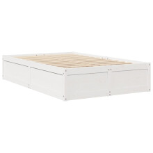 (White, 135 x 190 cm) vidaXL Bed Frame Home Bed Base Bedstead Mattress Foundation Solid Wood Pine