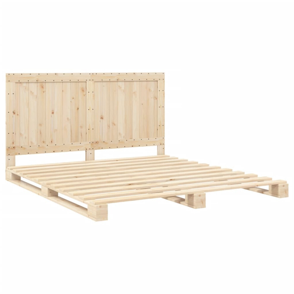 vidaXL Bed Frame with Headboard Bed Base Bedstead 200x200 cm Solid Wood Pine