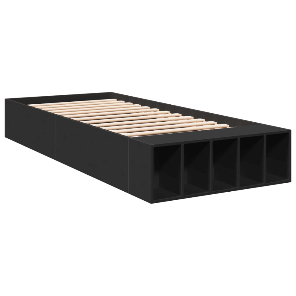 vidaXL Bed Frame Home Bed Base Black 75x190 cm Small Single Engineered Wood