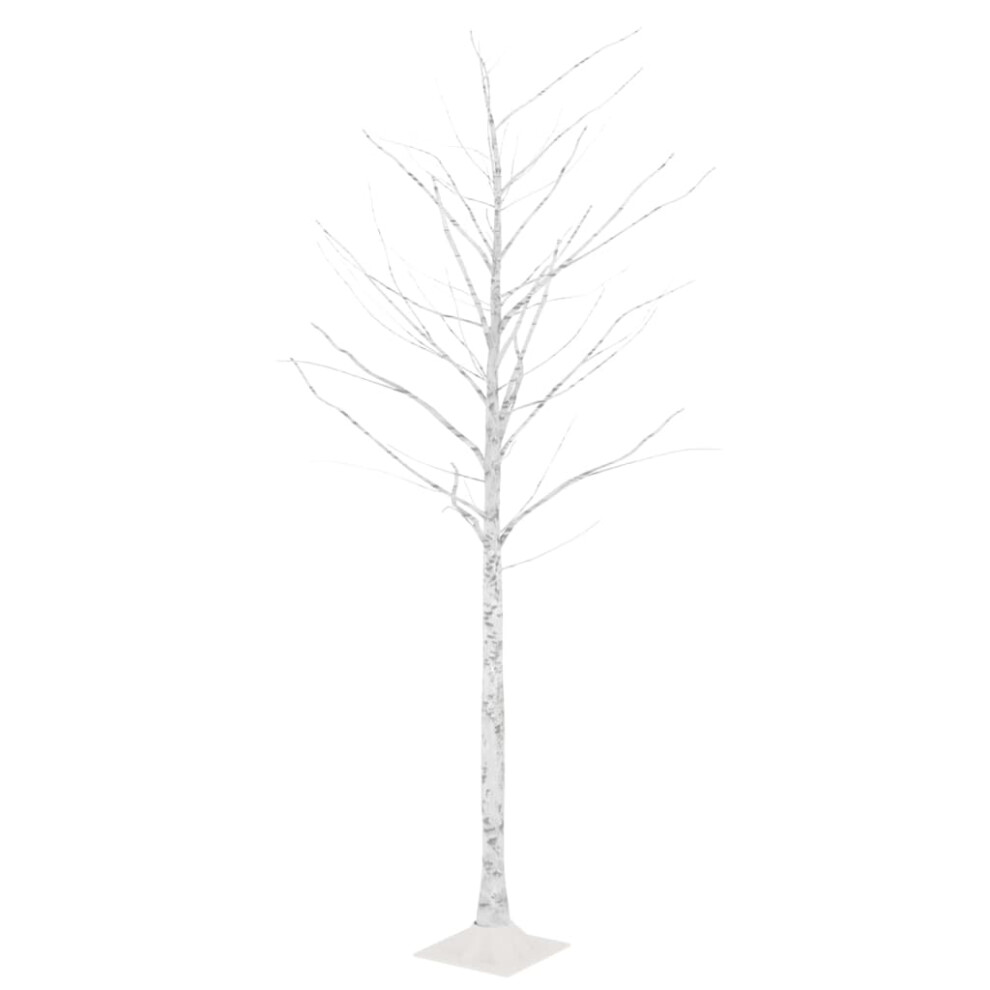 vidaXL LED White Birch Tree Warm White 128 LEDs 220 cm Christmas Tree Light