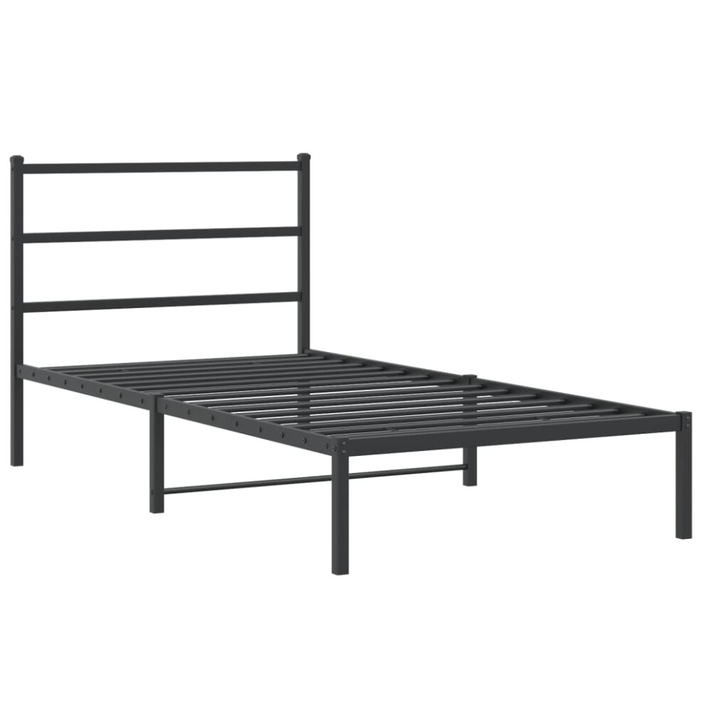 vidaXL Metal Bed Frame with Headboard Mattress Foundation Black 100x190 cm