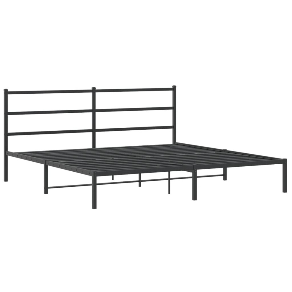 vidaXL Metal Bed Frame with Headboard Mattress Foundation Black 193x203 cm