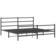 vidaXL Metal Bed Frame with Headboard and Footboard Black Super King Size