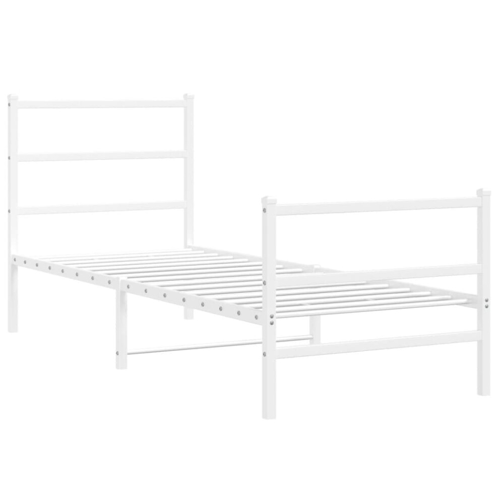 vidaXL Metal Bed Frame With Headboard And Footboard Bed BaseÃÂ White 80x200 Cm