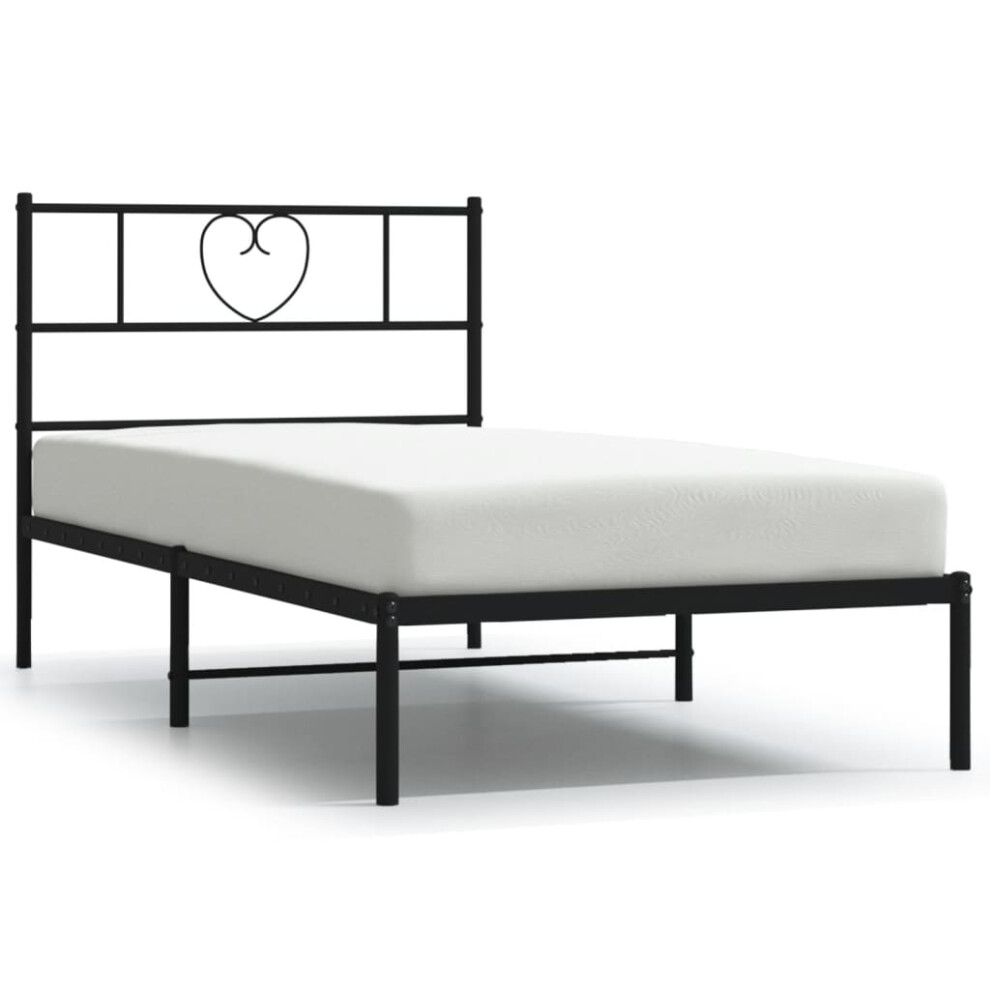 Vidaxl Metal Bed Frame With Headboard Mattress Foundation Black 80X200 Cm