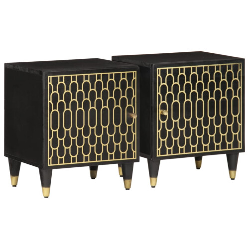 VidaXL vidaXL Bedside Cabinets Nightstand Bedroom Side Table 2 pcs Solid Wood Mango