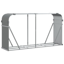 vidaXL Log Holder Firewood Rack Log Wood Storage Light Grey Galvanised Steel