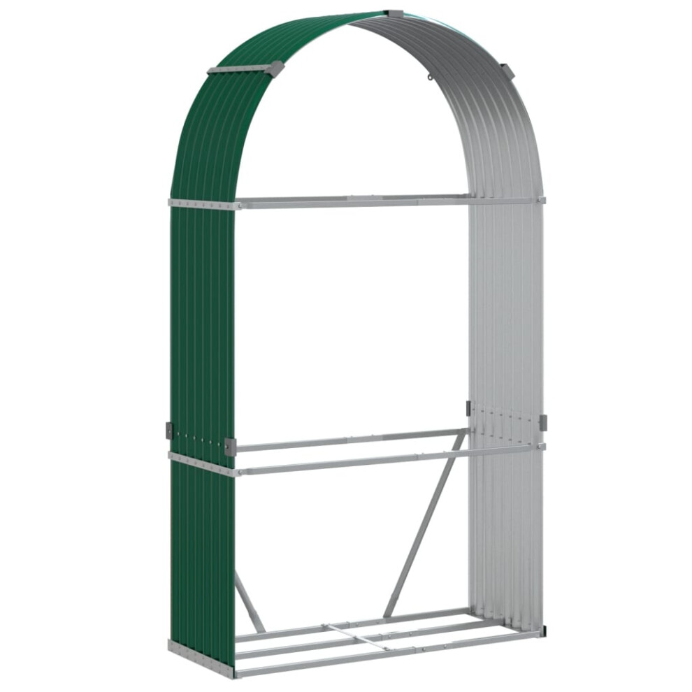 Vidaxl Log Holder Firewood Rack Log Stand Wood Storage Galvanised Steel Green