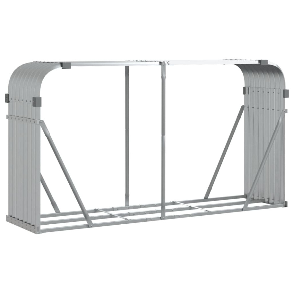 Vidaxl Log Holder Firewood Rack Log Stand Wood Storage Silver Galvanised Steel