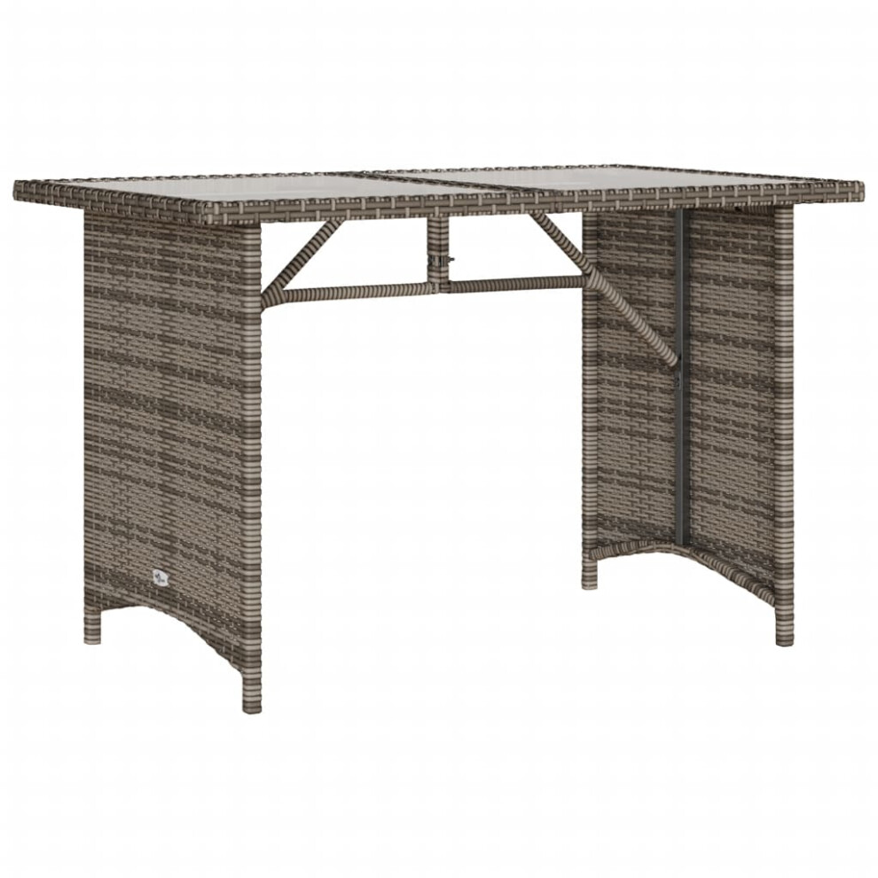 vidaXL Garden Table with Glass Top Outdoor Table Dining Table Grey Poly Rattan