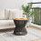 VidaXL vidaXL Coffee Table with Wire Base End Table Tea Table Black Solid Wood Acacia 3