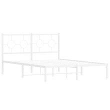 vidaXL Metal Bed Frame with Headboard Home Bed Base Bedstead White 140x200 cm