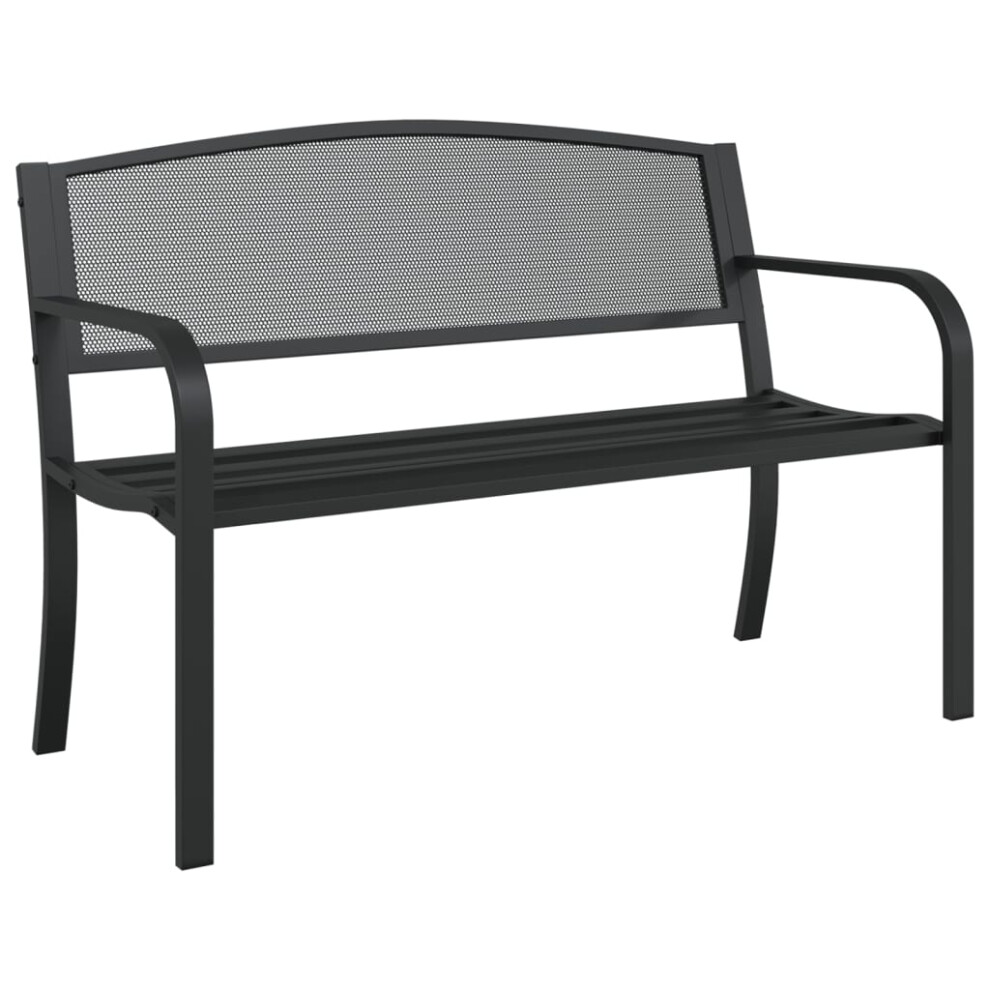 vidaXL Garden Bench Patio Park Bench Picnic Outdoor Bench Seat Black Steel