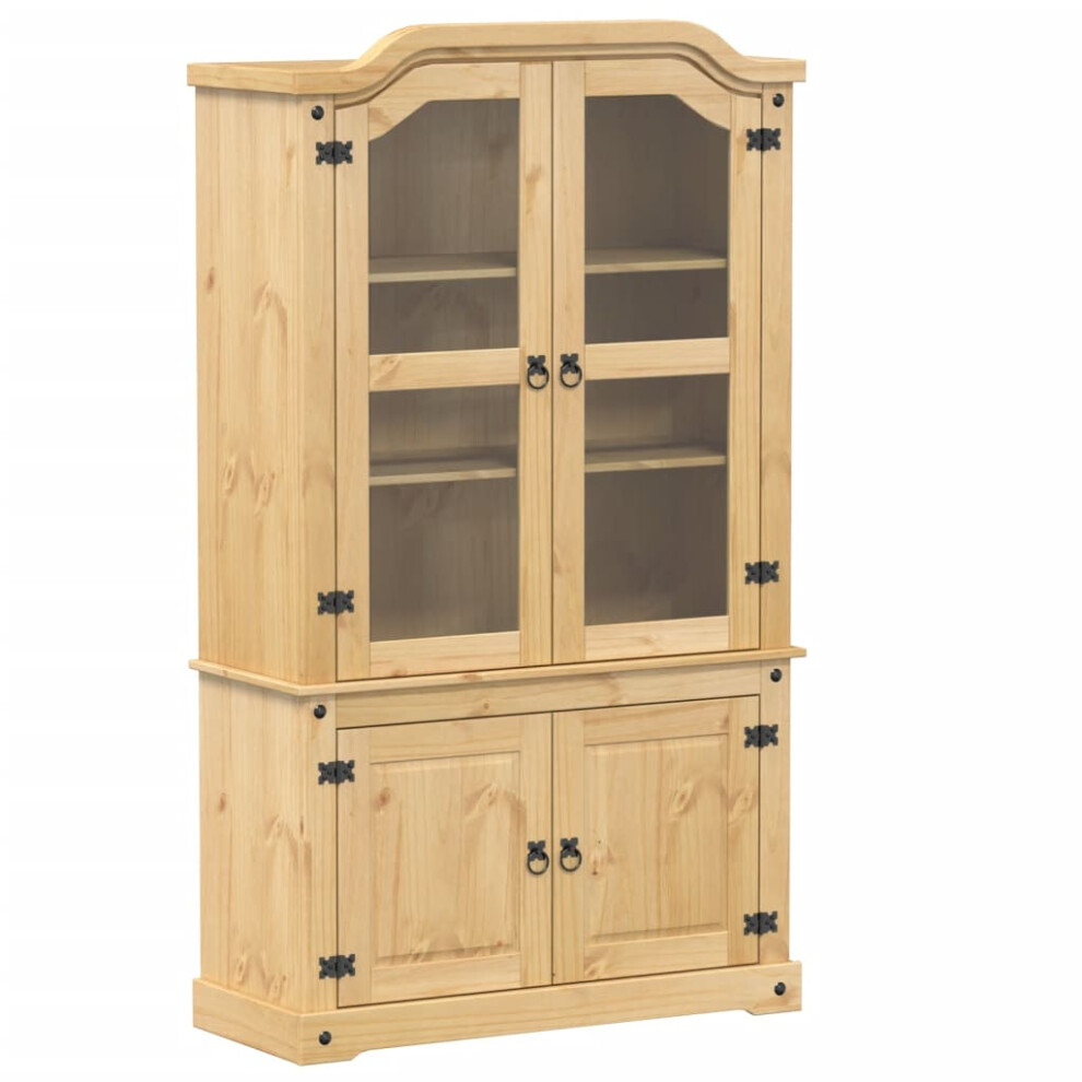 Vidaxl Glass Display Cabinet Storage Shelf Cupboard Bookcase Solid Wood Pine