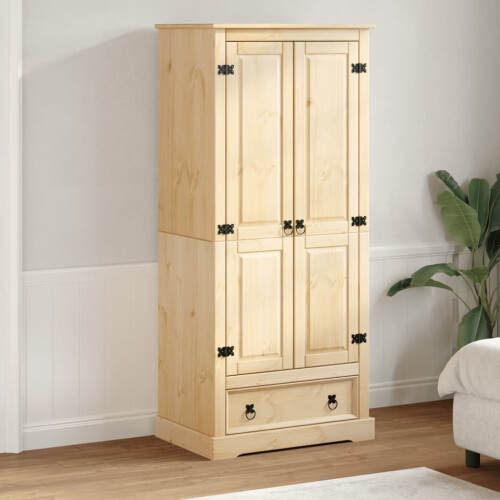 VidaXL vidaXL Wardrobe Cupboard Closet Clothes Storage Organiser Solid Wood Pine 2