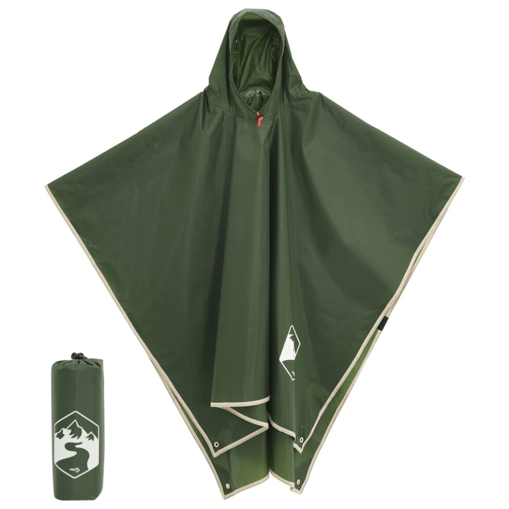 vidaXL Rain Poncho With Hood 2-in-1 Design Waterproof Raincoat Jacket Green