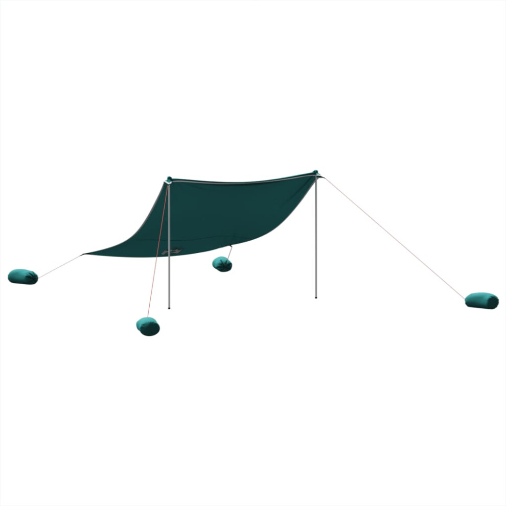 Vidaxl Beach Canopy With Sand Anchors Beach Tent Sun Shelter Green 304X300 Cm