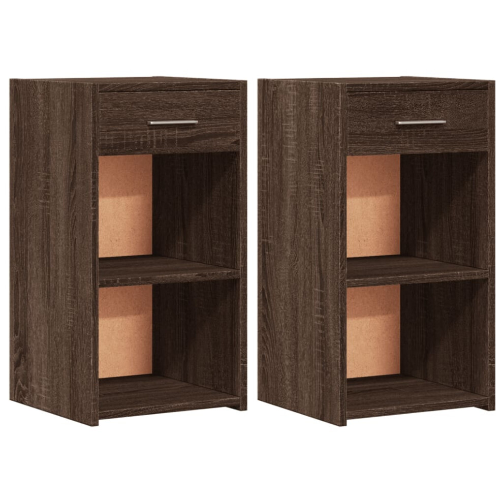 vidaXL Bedside Cabinets Nightstand Bed Table 2 pcs Brown Oak Engineered Wood