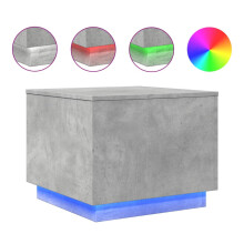 vidaXL Coffee Table with RGB LED Lights - Concrete Grey, 50x50x40 cm, Engineered Wood, 60 kg Load Capacity