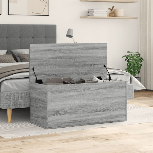 VidaXL vidaXL Storage Box Blanket Box Storage Chest Box Grey Sonoma Engineered Wood 2