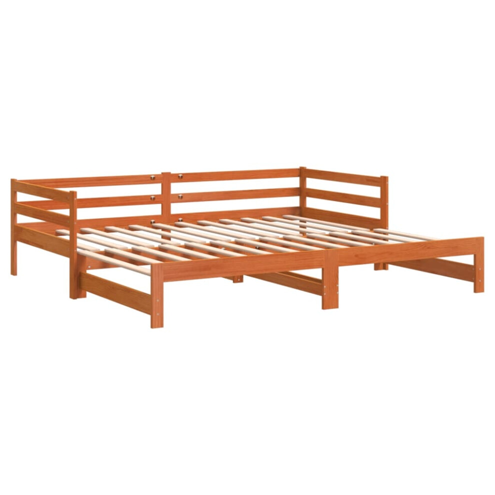 vidaXL Daybed with Trundle Sofa Bed Couch Wax Brown 90x200 cm Solid Wood Pine