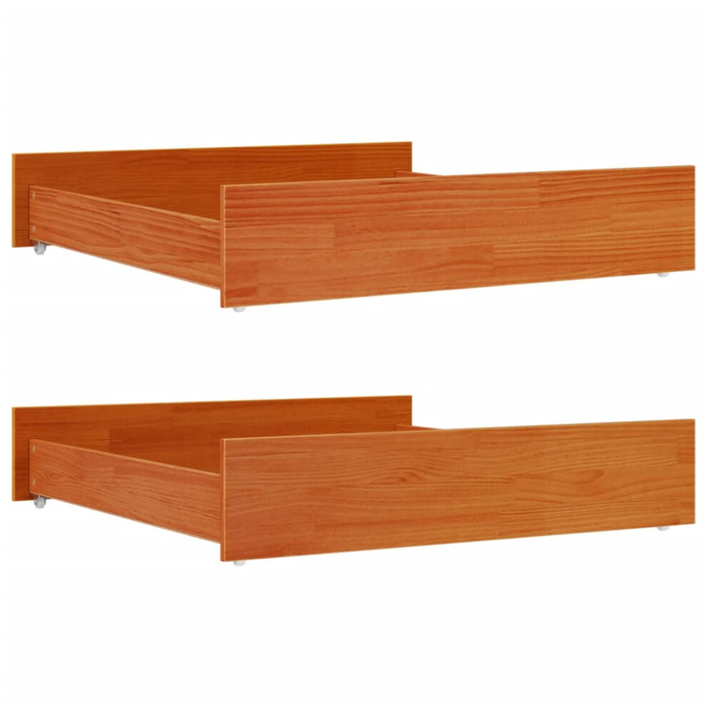 Vidaxl Bed Drawers Bed Storage Unit Bed Box 2 Pcs Wax Brown Solid Wood Pine