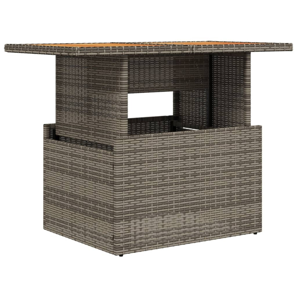 vidaXL Garden Table Outdoor Dining Table Grey Poly Rattan and Acacia Wood