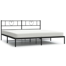 vidaXL Metal Bed Frame with Headboard Mattress Foundation Black 183x213 cm