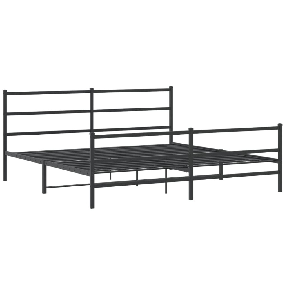 vidaXL Metal Bed Frame with Headboard and Footboard Bed BaseÃÂ Black 200x200 cm