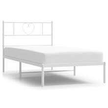 vidaXL Metal Bed Frame Mattress Foundation with Headboard White 90x200 cm