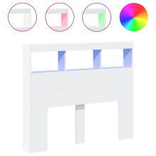 vidaXL Headboard Cabinet with LED Bedroom Bed Headboard White 120x17x102 cm