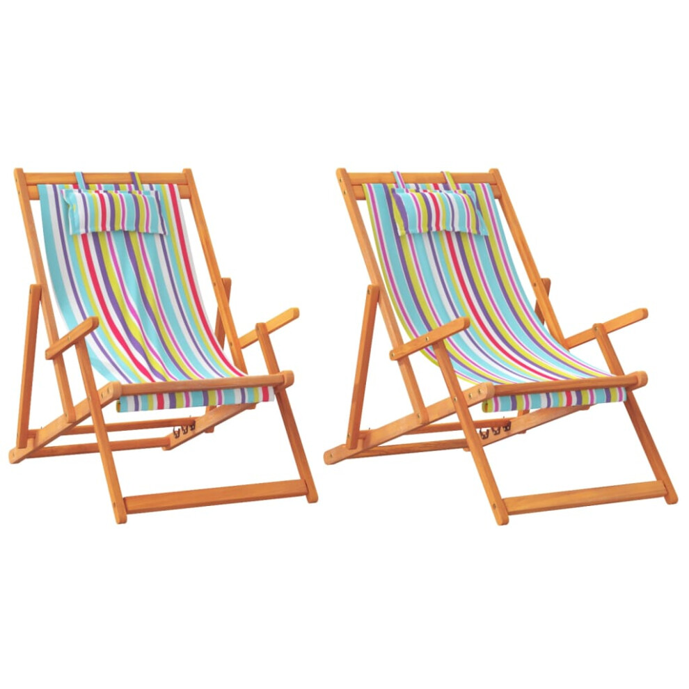 vidaXL Folding Beach Chairs Garden Chair Outdoor Chair 2pcs Multicolour Fabric