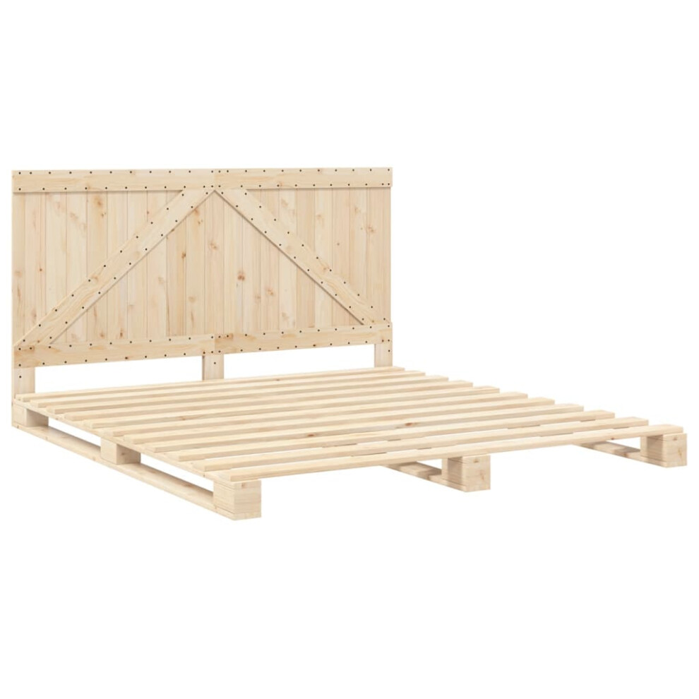 vidaXL Bed Frame with Headboard Bed Base Bedstead 200x200 cm Solid Wood Pine