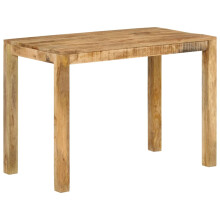 vidaXL Solid Mango Wood Dining Table - 110 x 55 x 76 cm, Natural Finish, Iron Frame, Rustic Kitchen/Restaurant Bistro Table