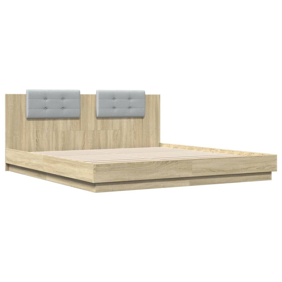 vidaXL Bed Frame & Headboard Sonoma Oak 180x200 cm Super King Engineered Wood